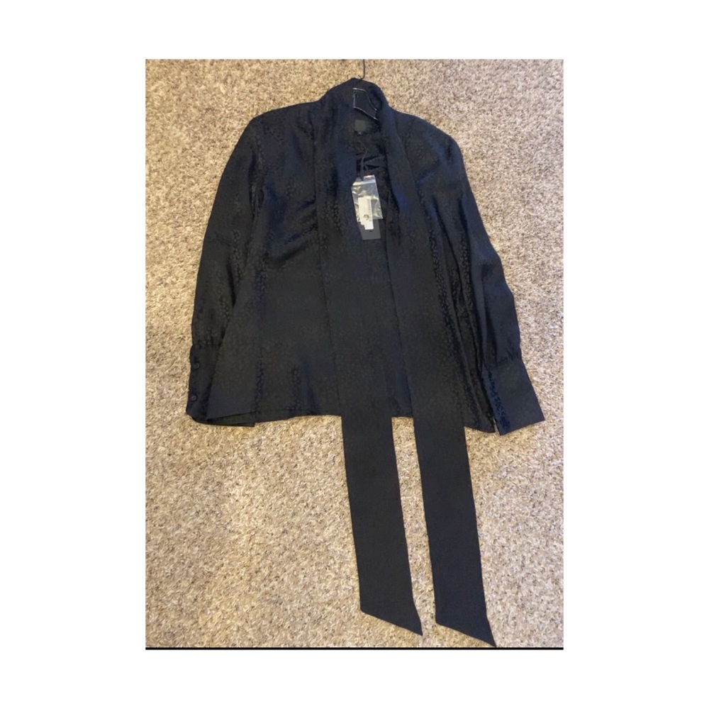 Nili Lotan Avani Silk Tie Blouse in Black Multi - Picture 4 of 5